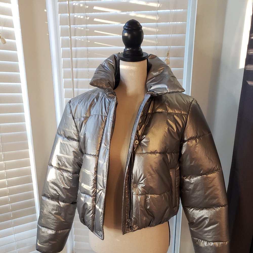 Silver Crop Puffer Jacket - Picture 9 of 9